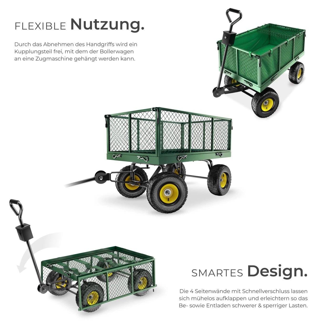 Bollerwagen XXL Handwagen 550 kg – Garten-  Transportwagen mit Luftreifen